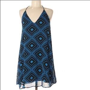Three Eighty Two Blue Chevron Dress